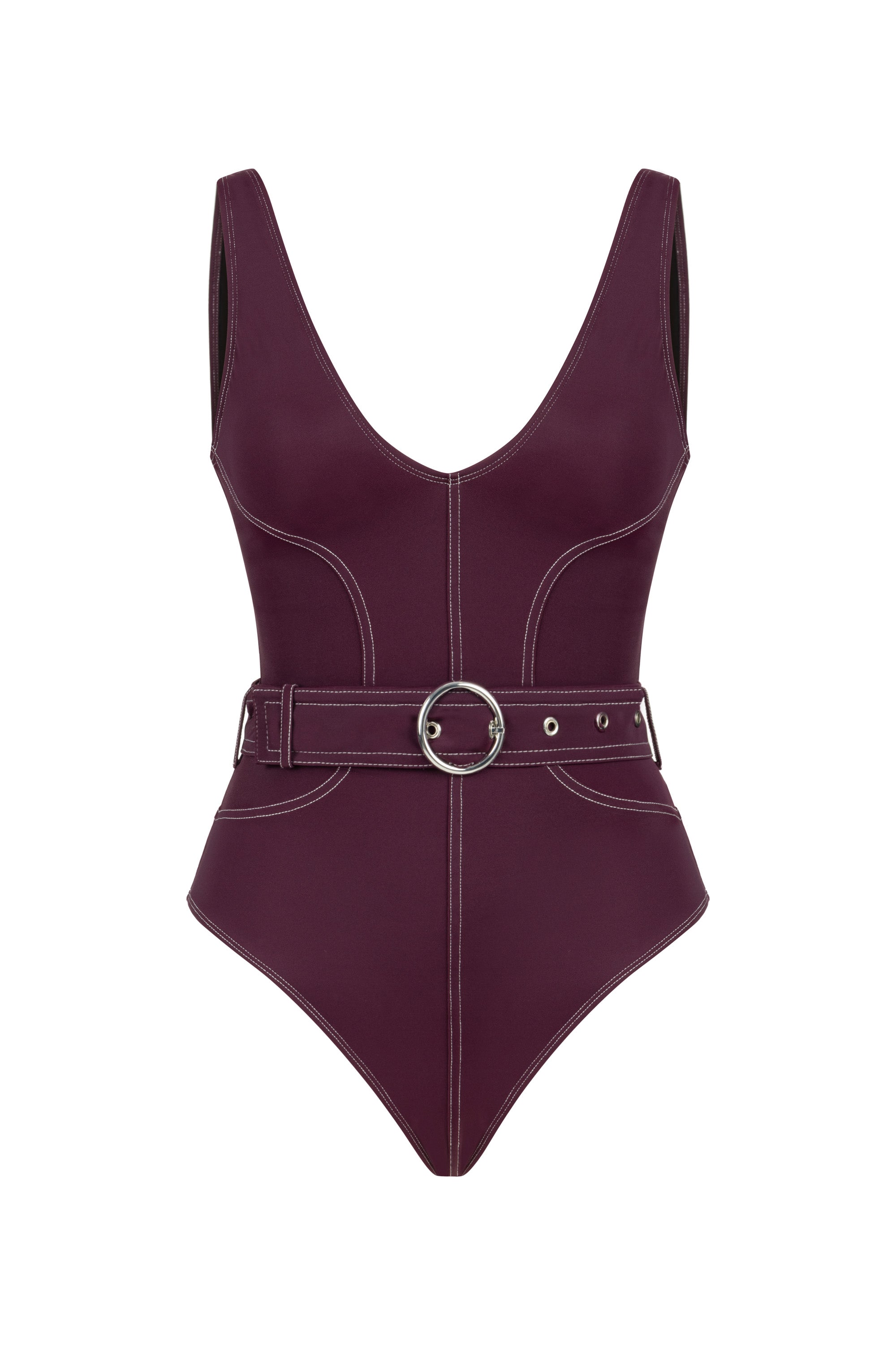 Anna Contrast Burgundy Swimsuit