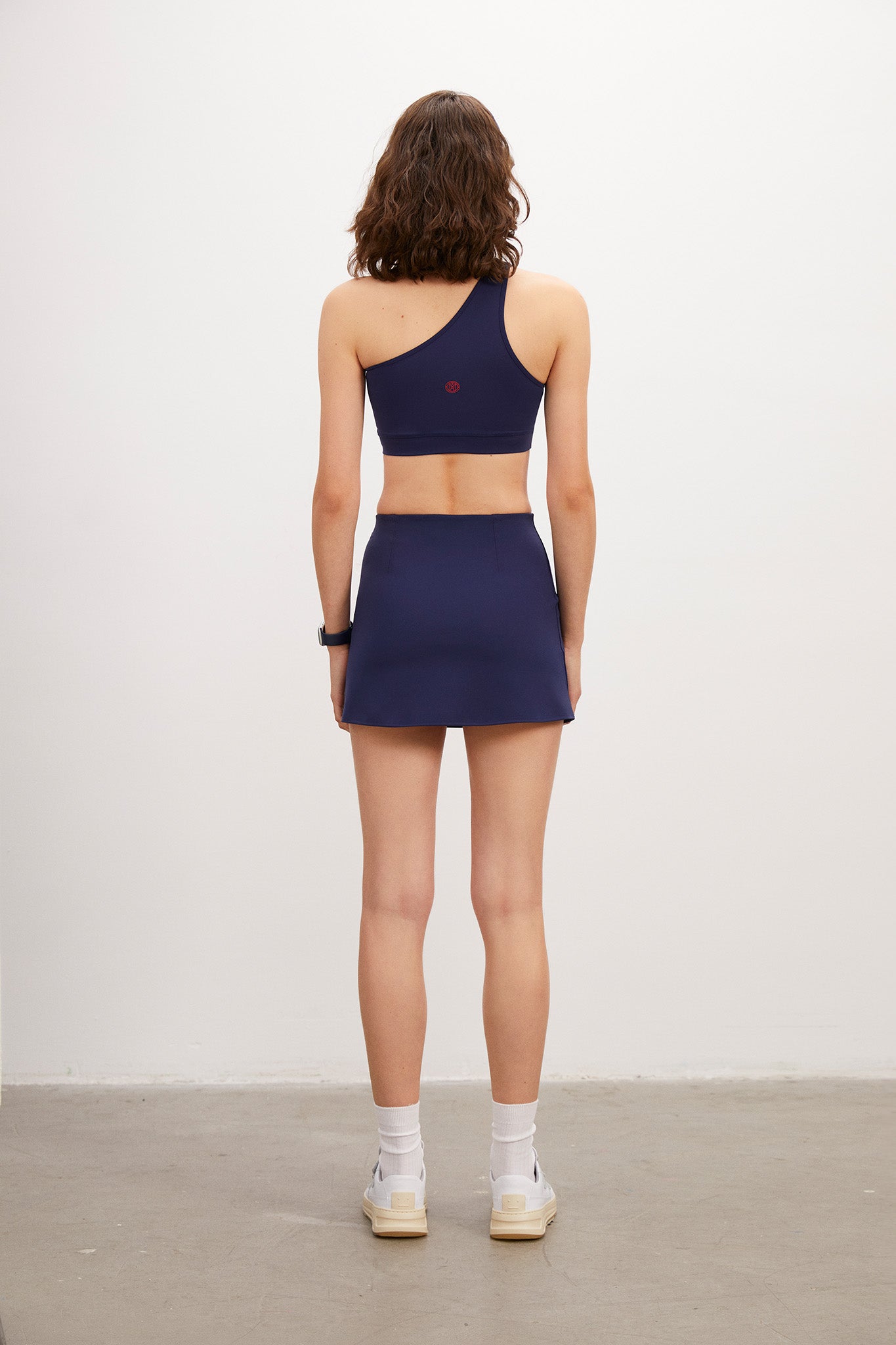 One Shoulder Navy Blue Sports Bra