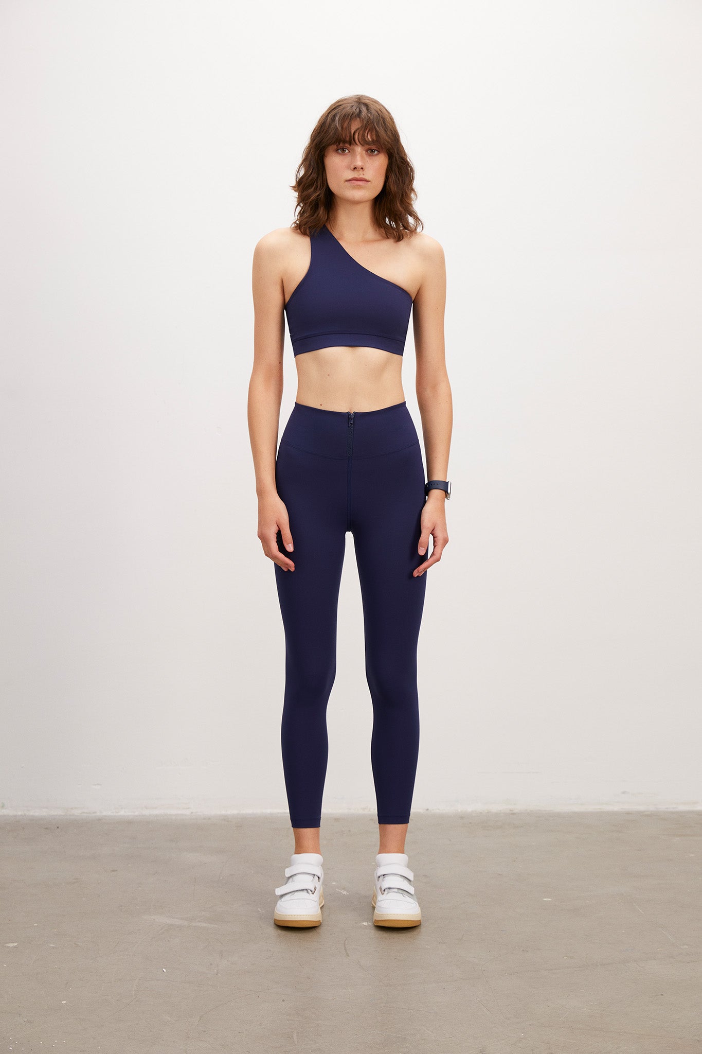 Zipper Waist Shaper Navy Blue Leggings