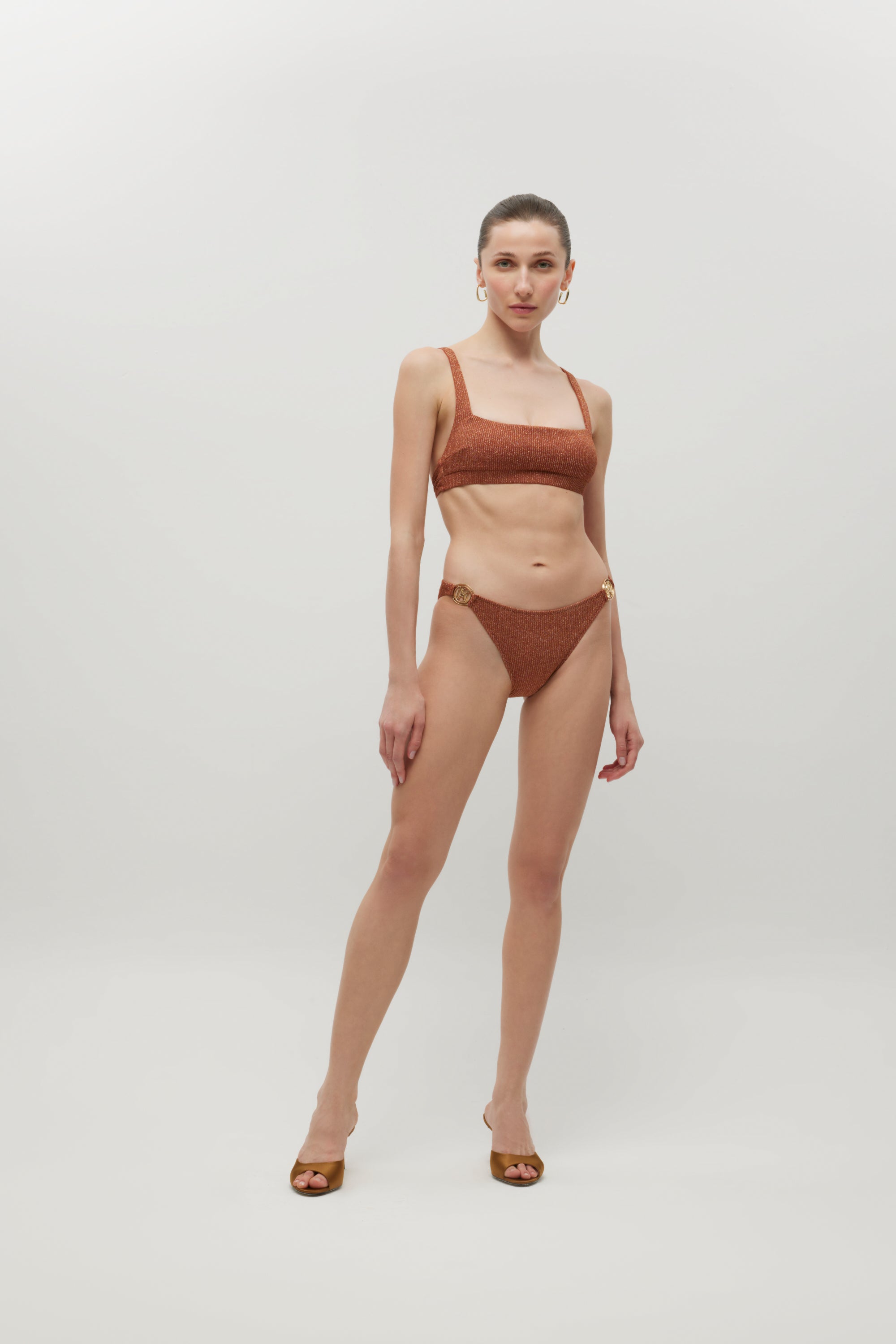 Ninette Brown Shiny Rib Bikini