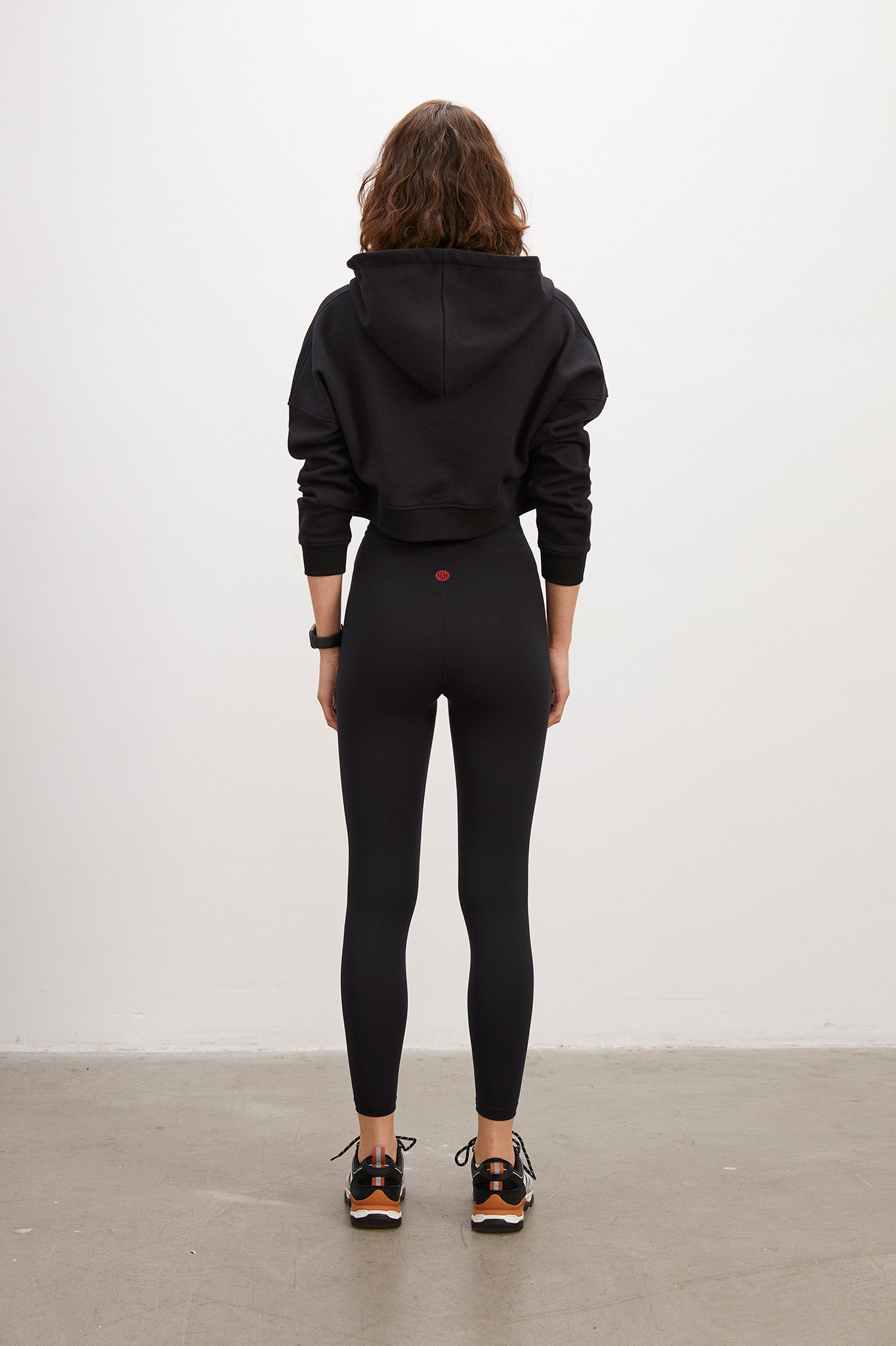Full Zip Relaxed Crop Black Hoodie