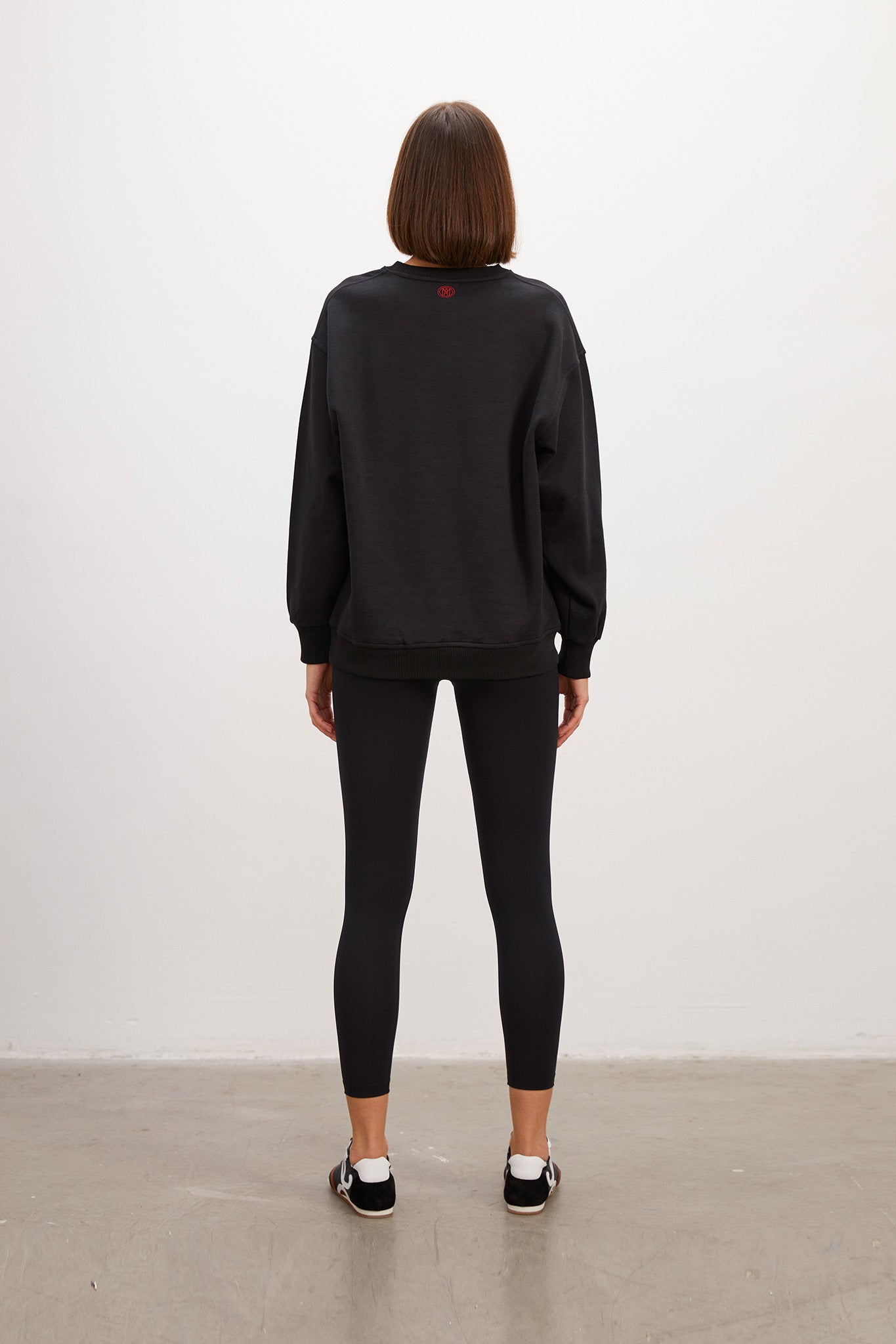 Crew Neck Black Sweatshirt with Tennis Logo