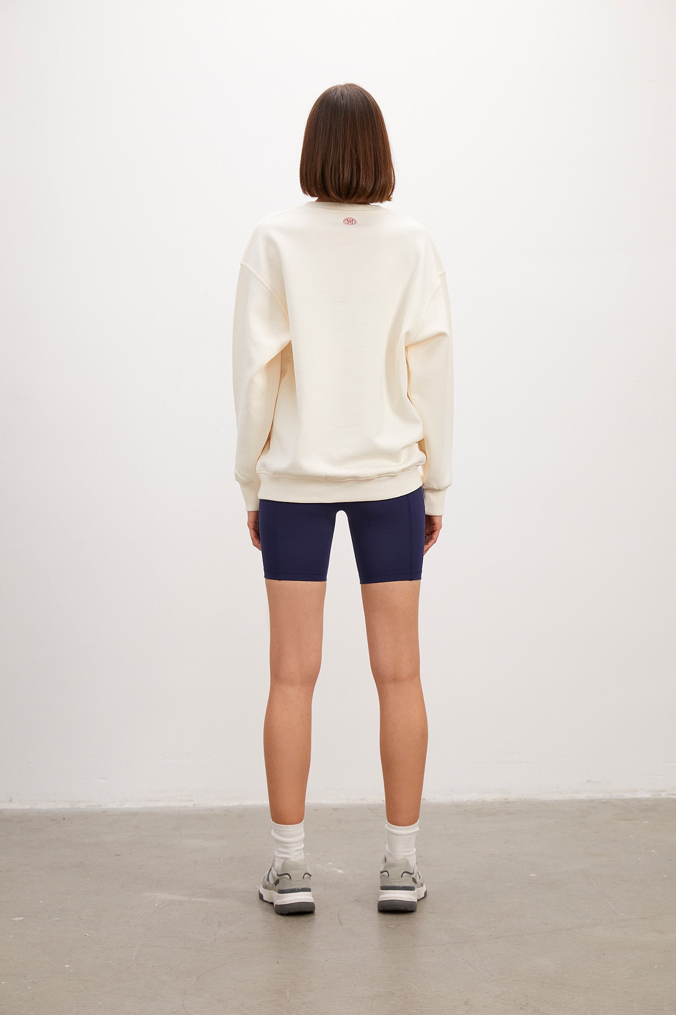 Crew Neck Ivory Sweatshirt with Tennis Logo