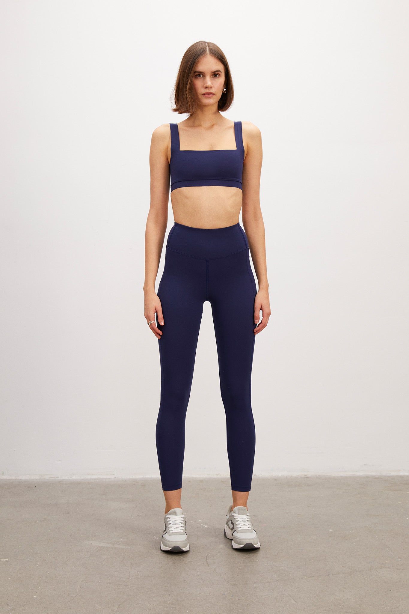 Side Pocket Navy Blue Shaper Matt Leggings