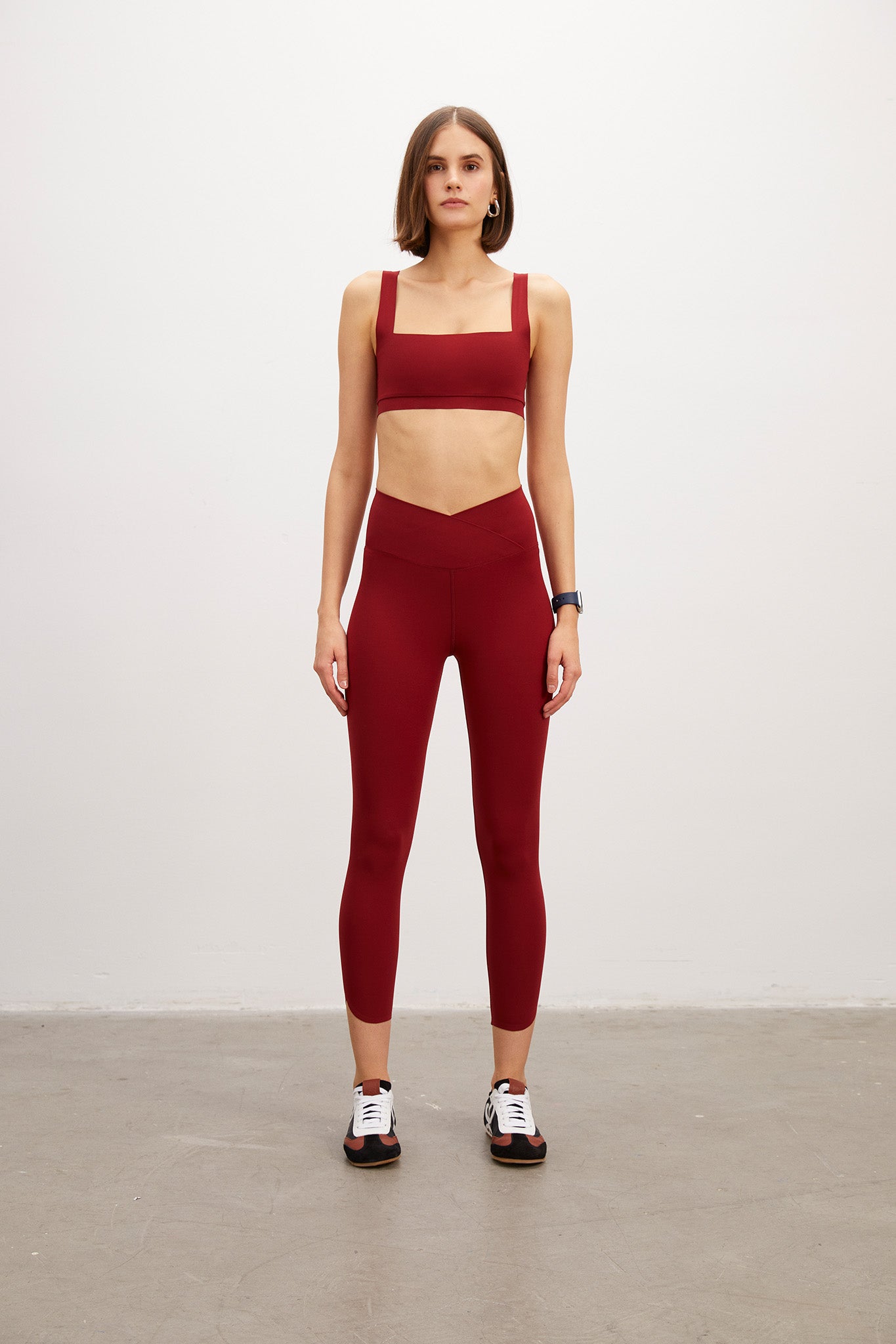 Cross Waist Burgundy Shaper Matt Leggings