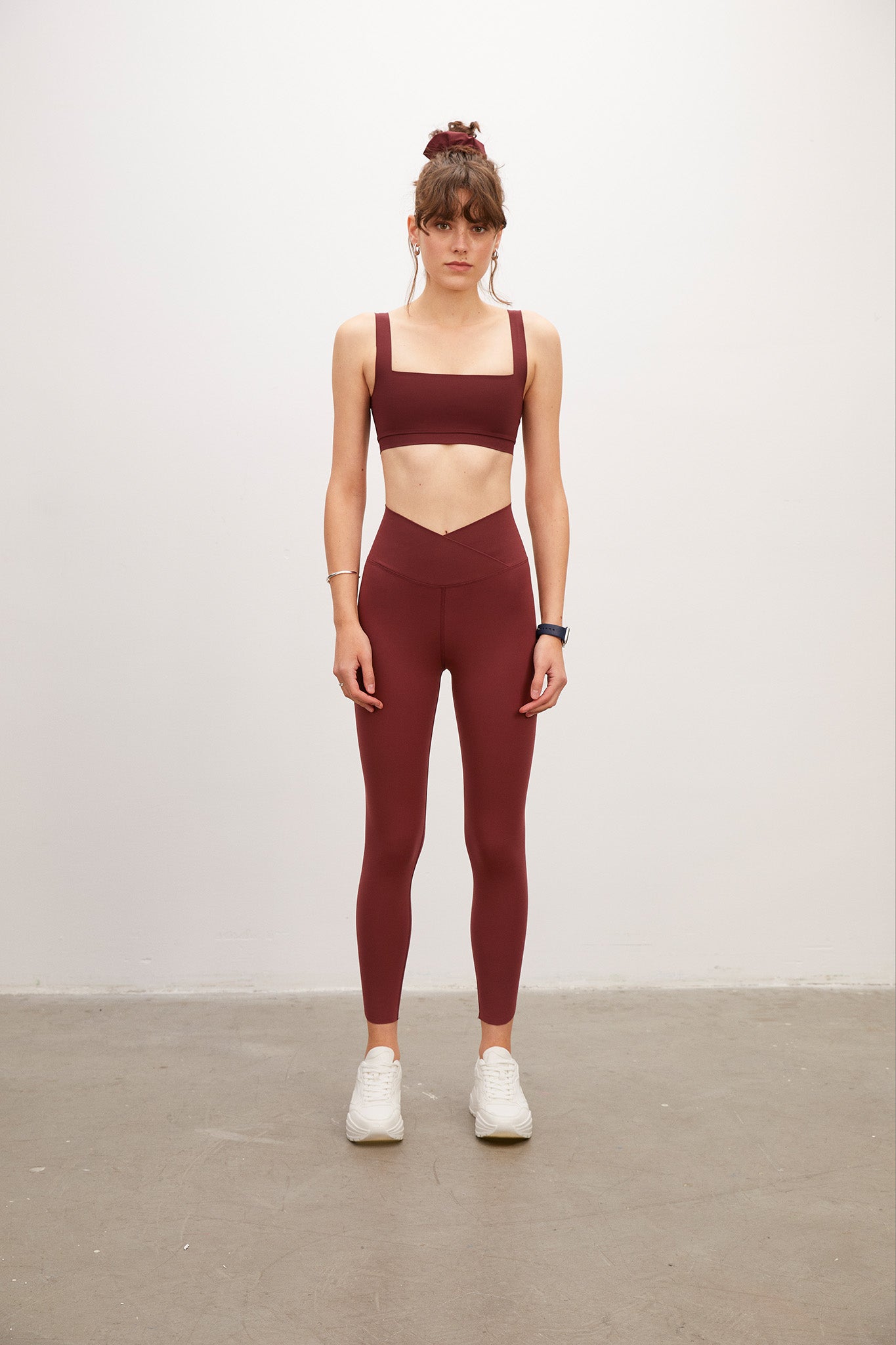 Cross Waist Brown Shaper Matt Leggings