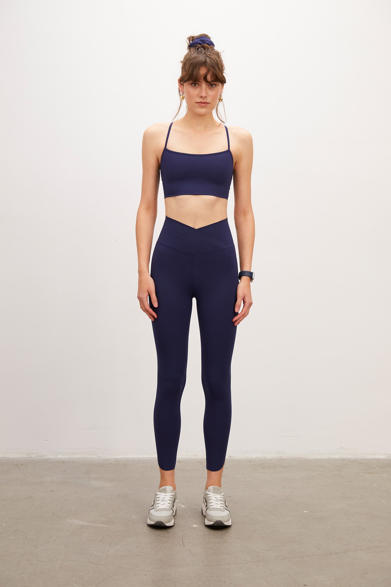 Spaghetti Straps Navy Blue Sports Bra