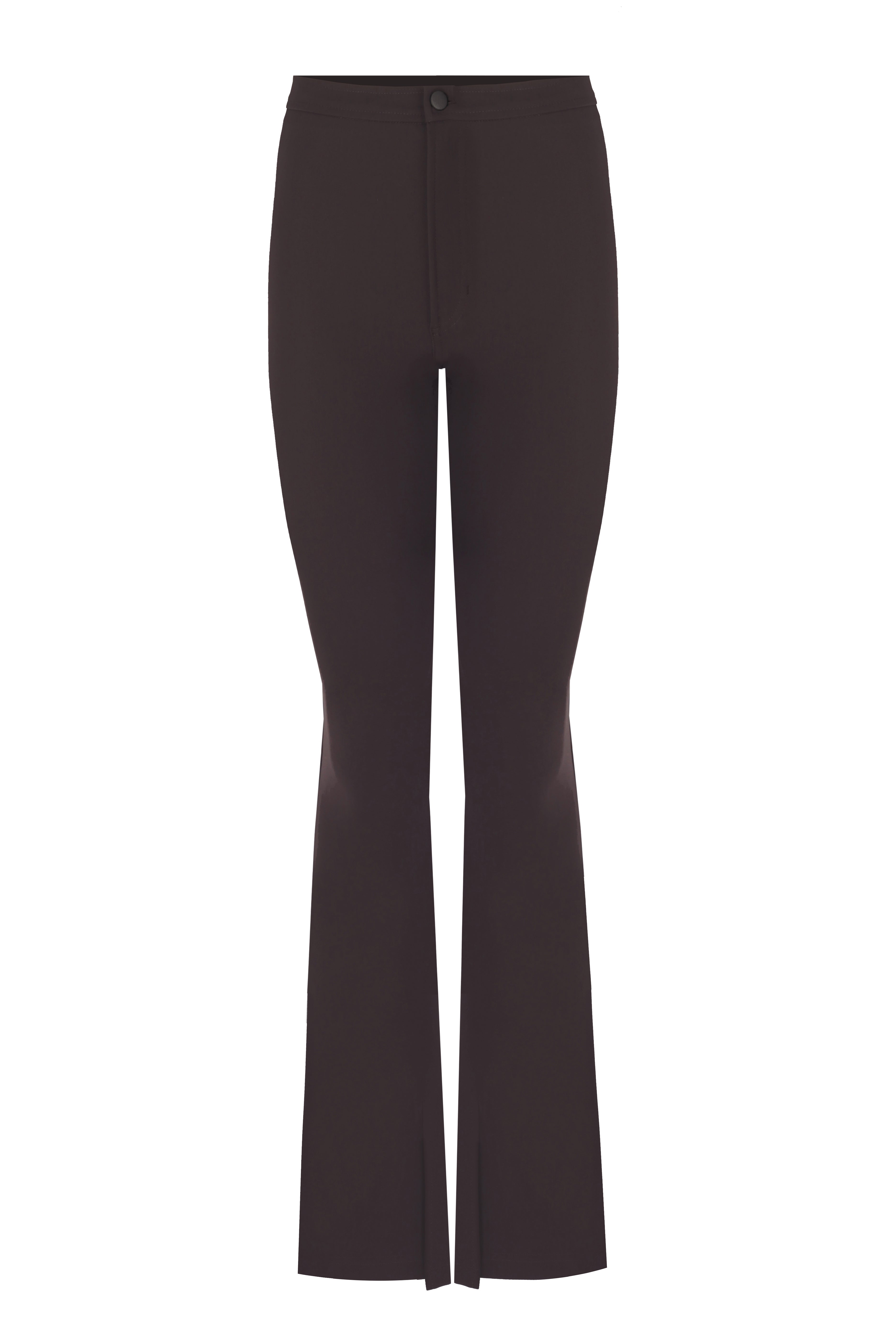 Sculpteur Fabric / Brown Matt Split Flare Pants