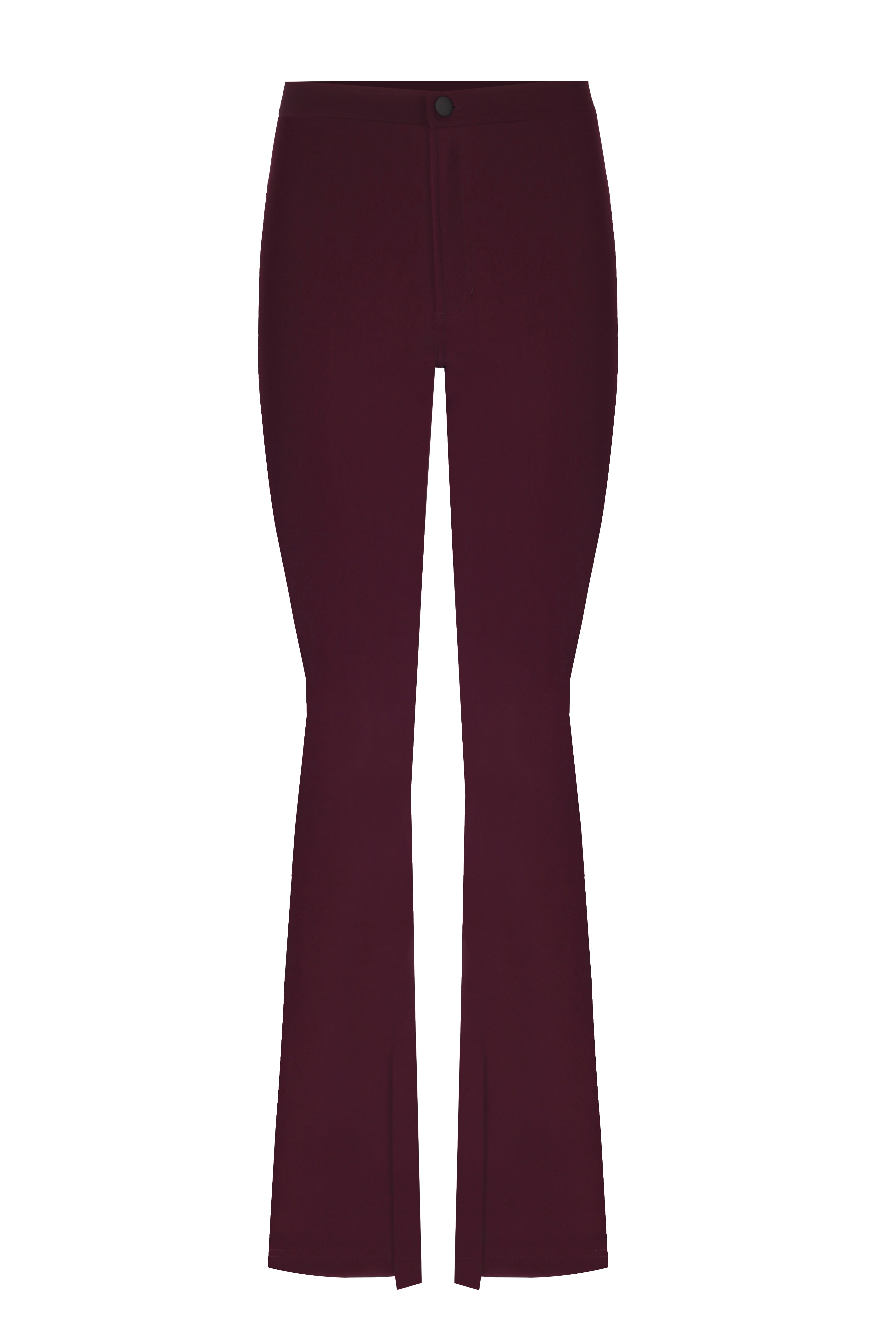 Sculpteur Fabric / Burgundy Matt Split Flare Pants