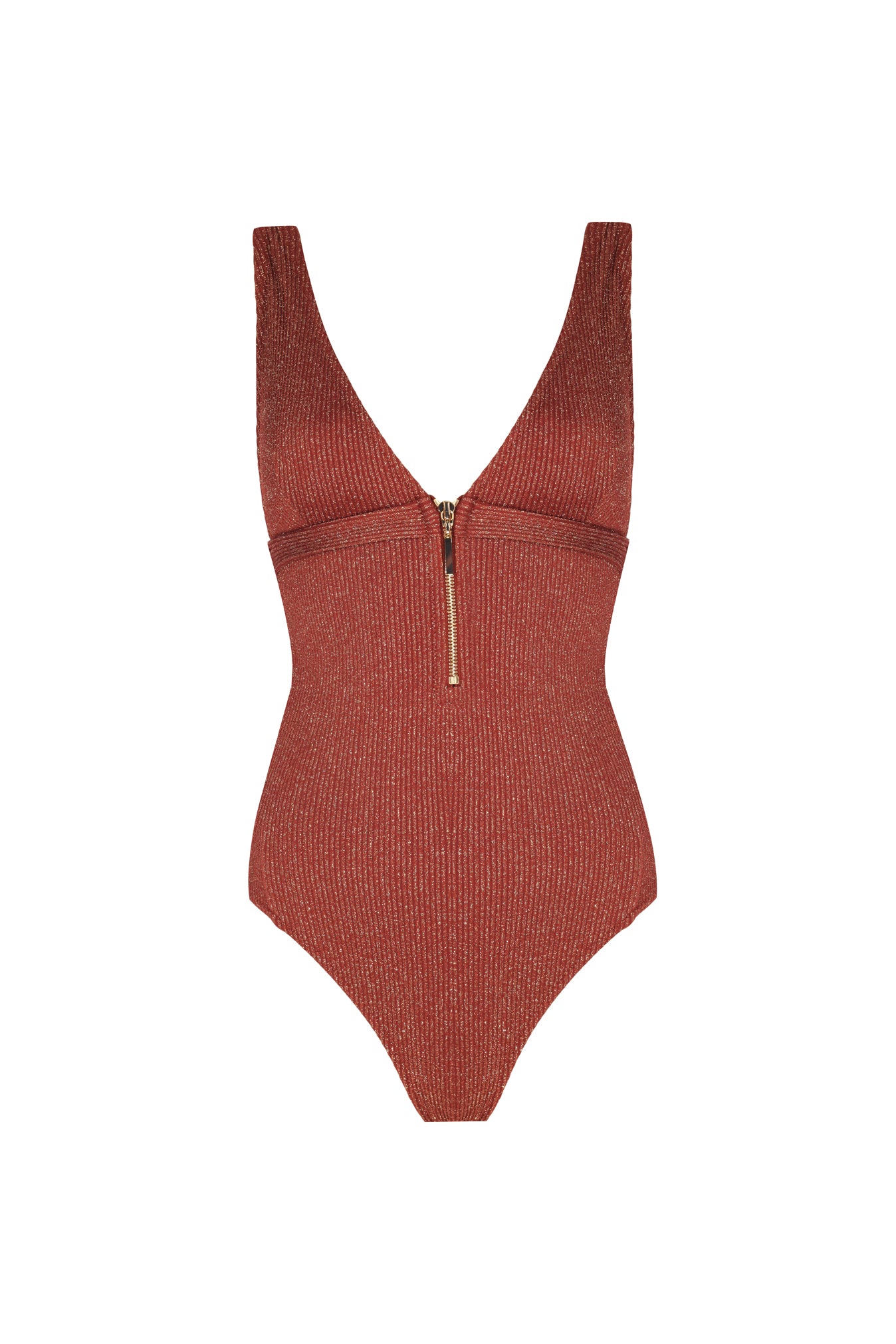 Noelle Brown Shiny Rib Swimsuit