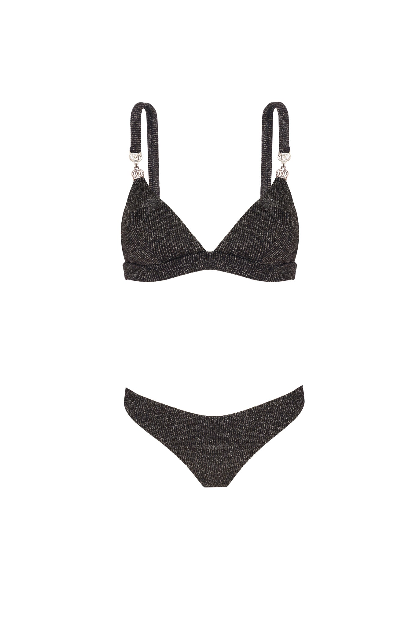 Camille Black Shiny Rib Bikini