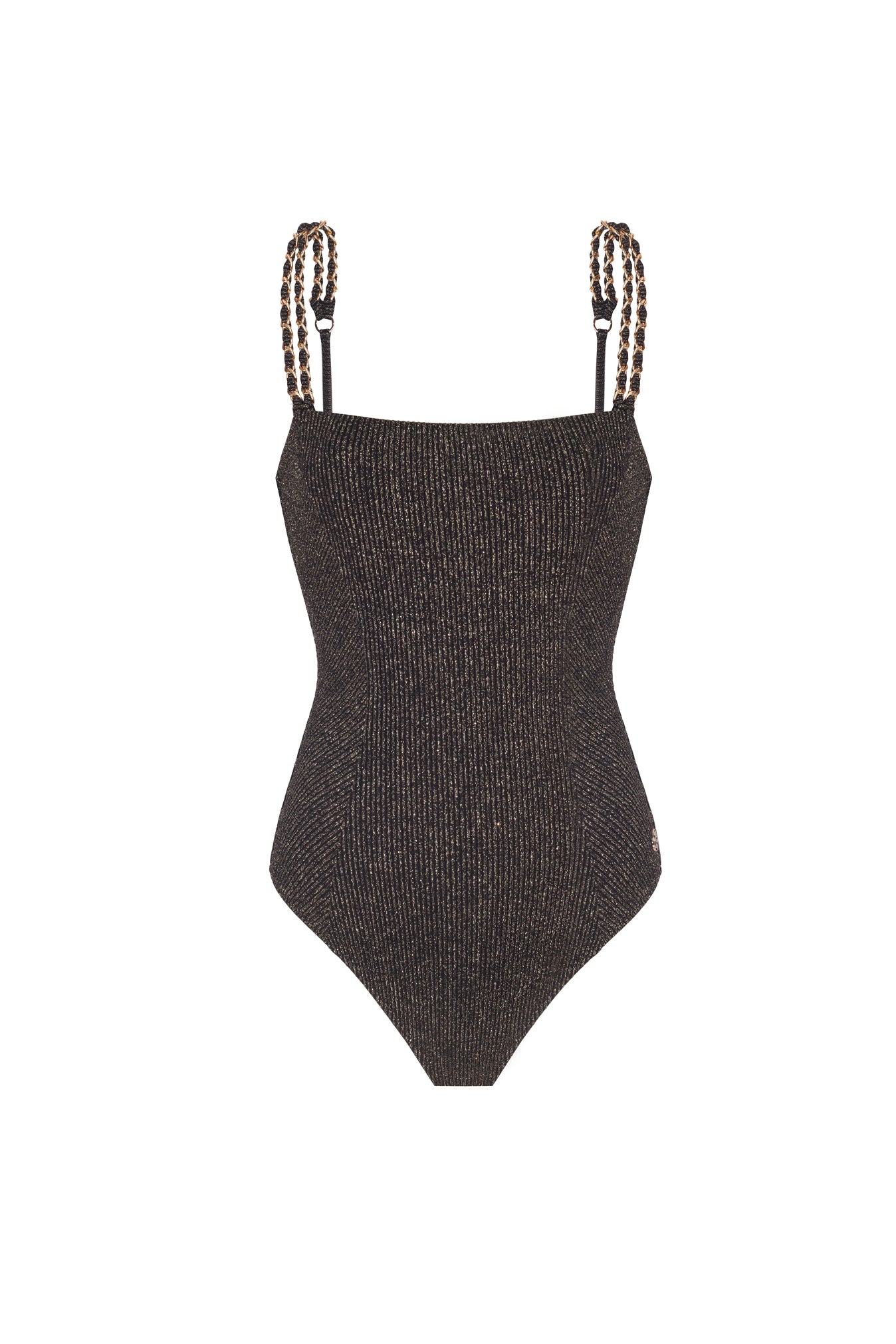 Patrice Black Shiny Rib Swimsuit