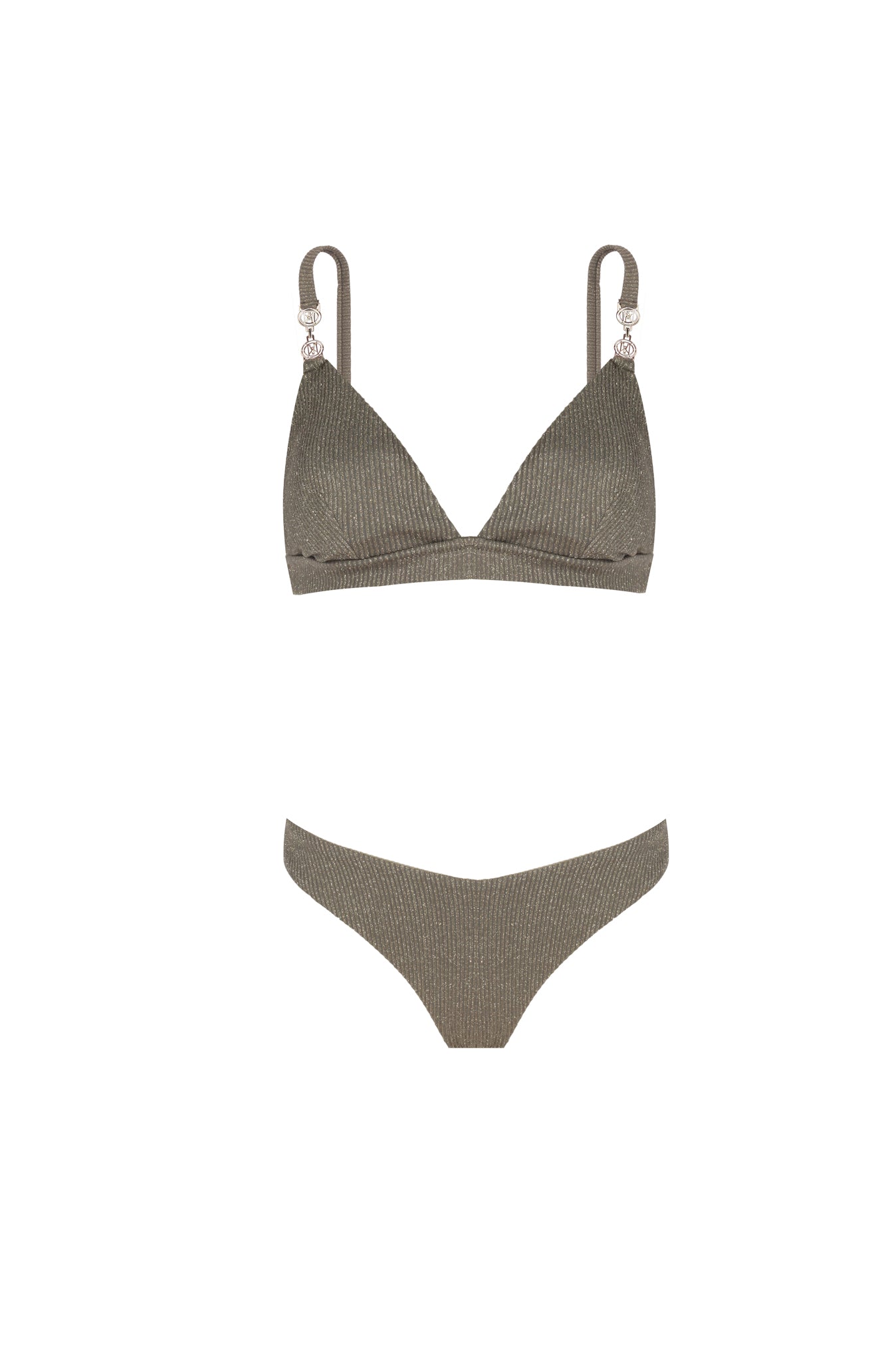 Camille Khaki Shiny Rib Bikini