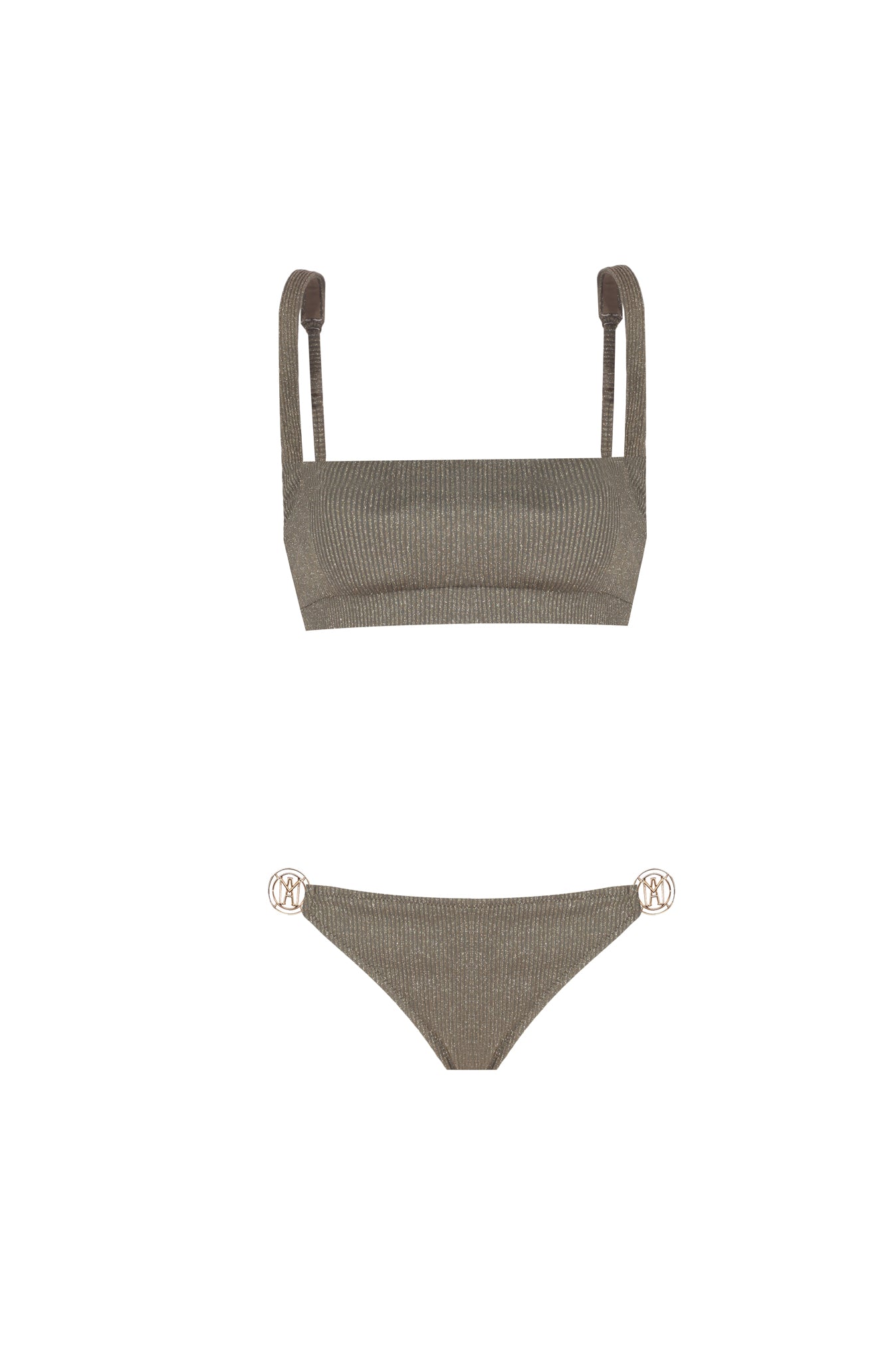 Ninette Khaki Shiny Rib Bikini