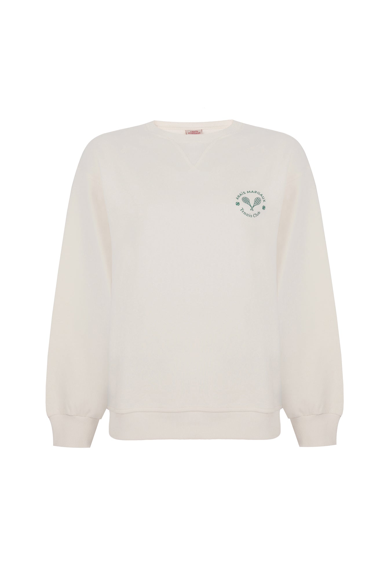 Crew Neck Ivory Sweatshirt with Tennis Logo