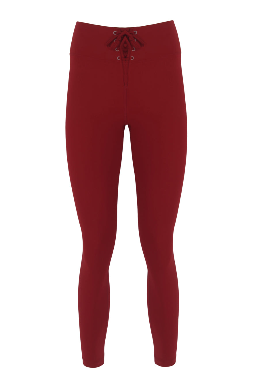 High Waist Lace up Burgundy Shaper Matt Leggings - Main Image