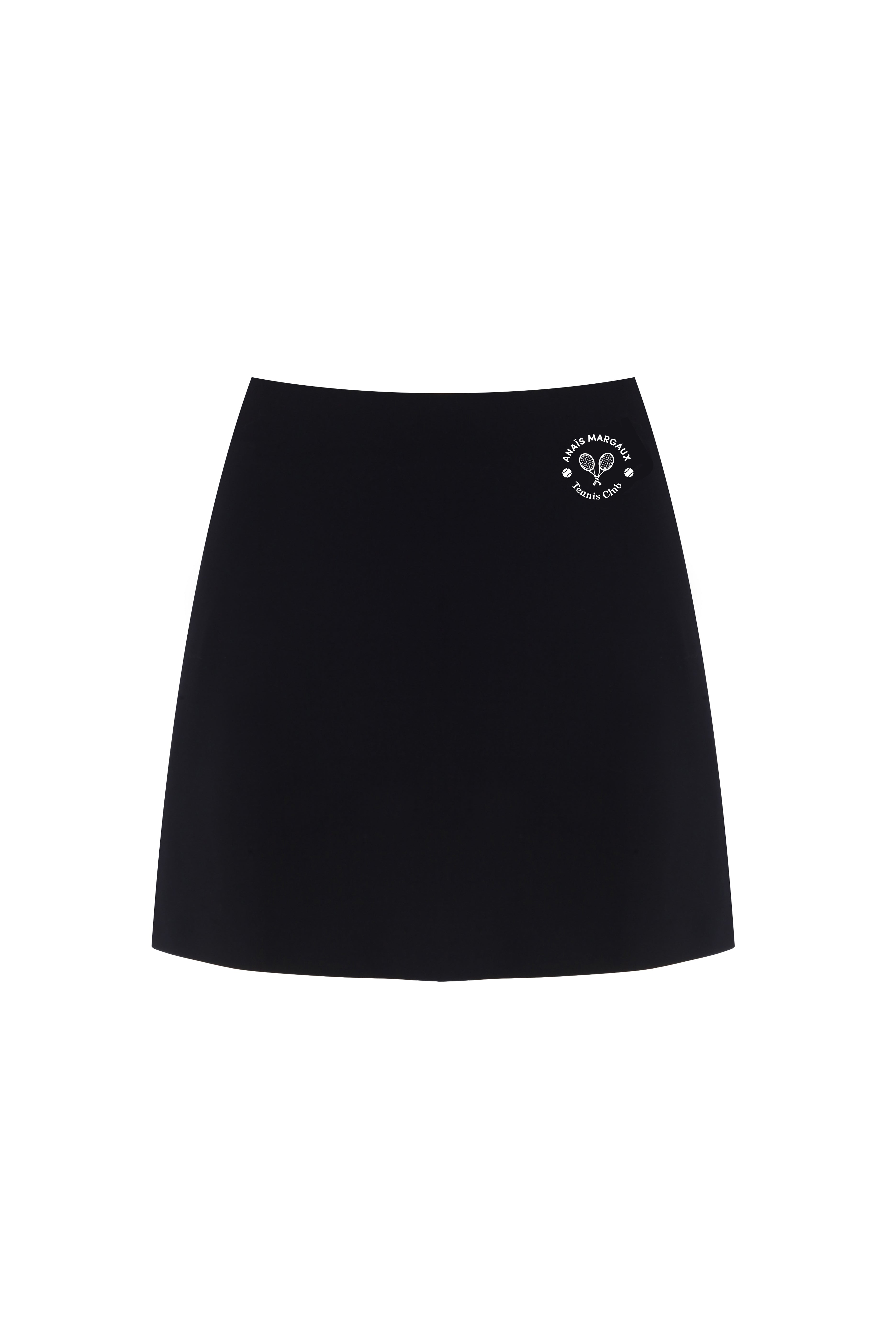 Tennis Club Court Mid-Rise Black Skirt