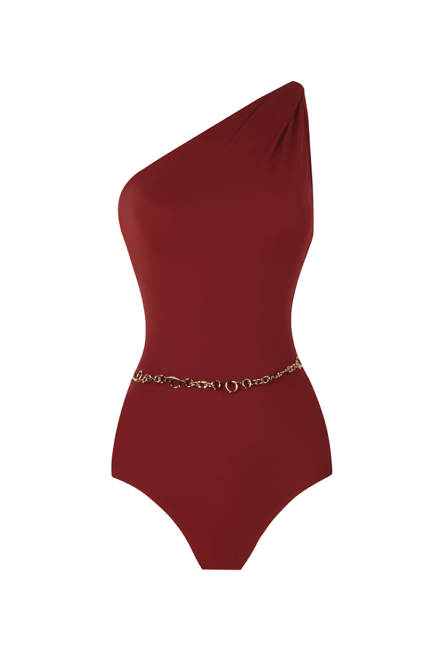 Odette Burgundy Swimsuit with Chain Belt