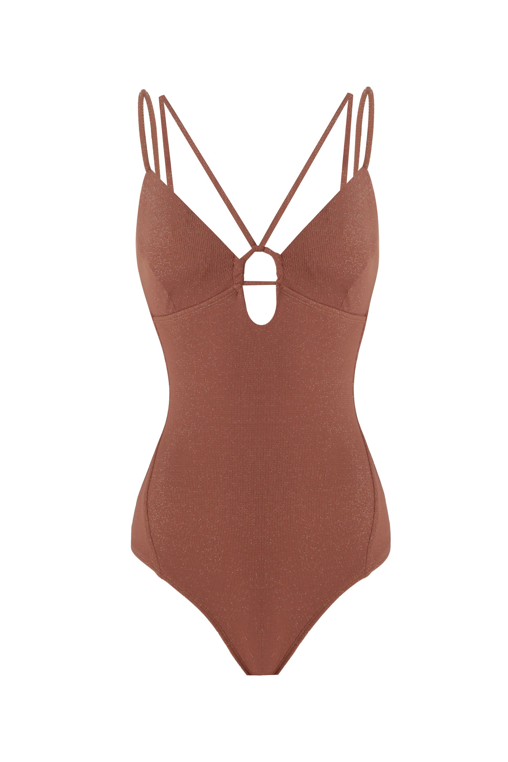 Monique Brown Gold Glitter Swimsuit