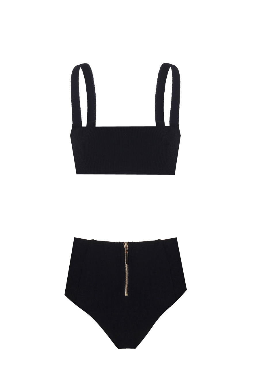 Valentine Black Textured High Waist Bikini