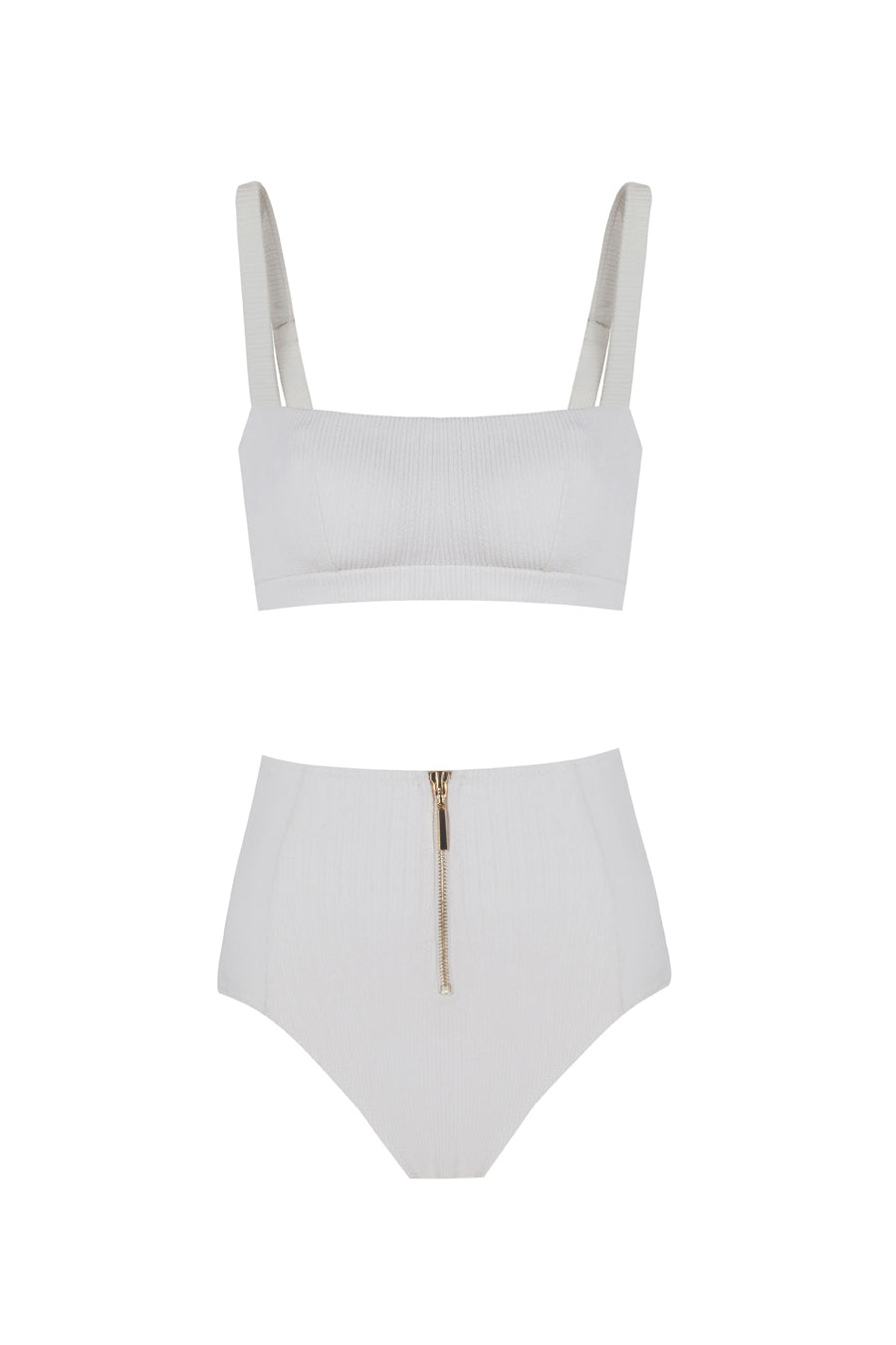 Valentine Ivory Textured High Waist Bikini