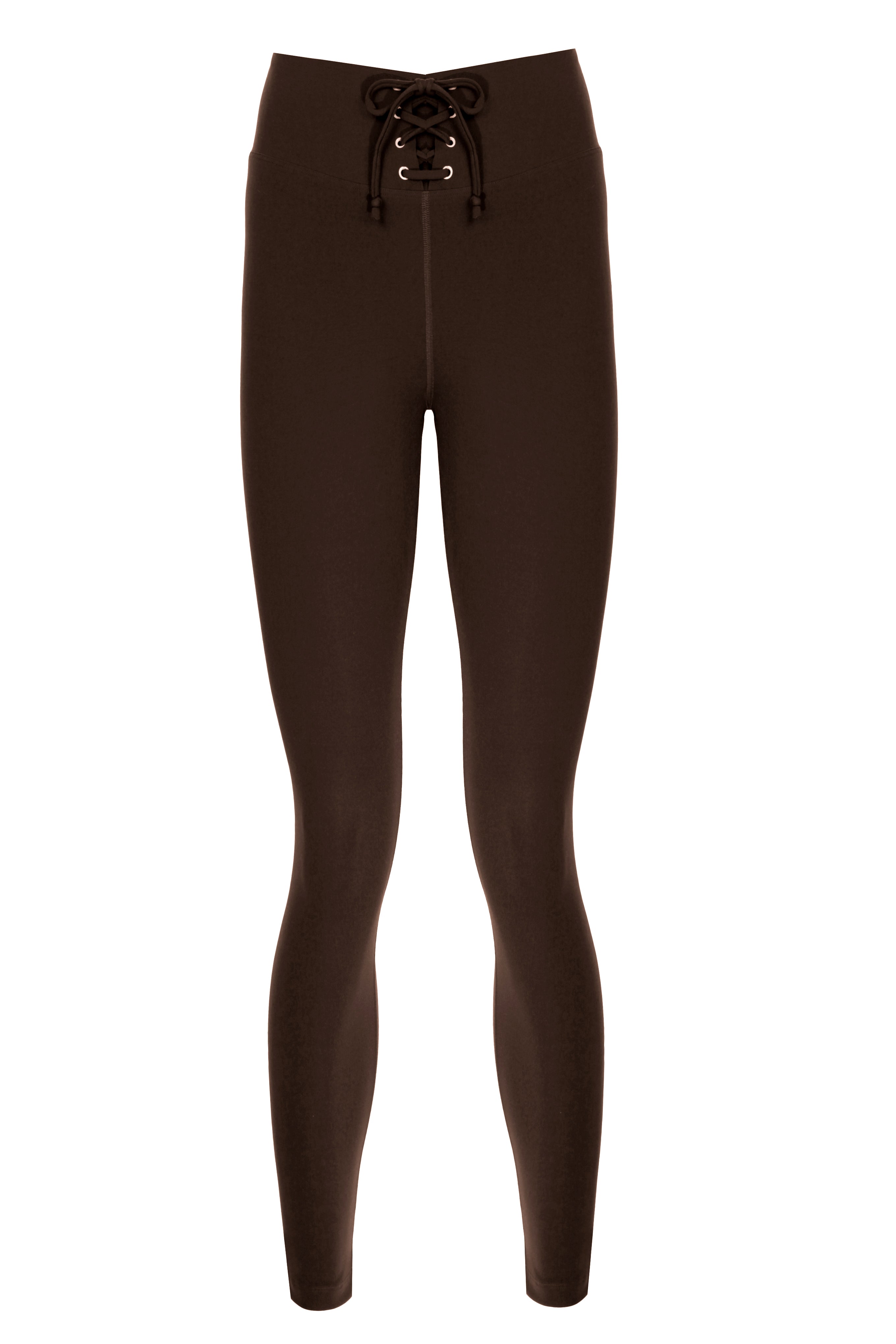 High Waist Lace up Espresso Shaper Matt Leggings
