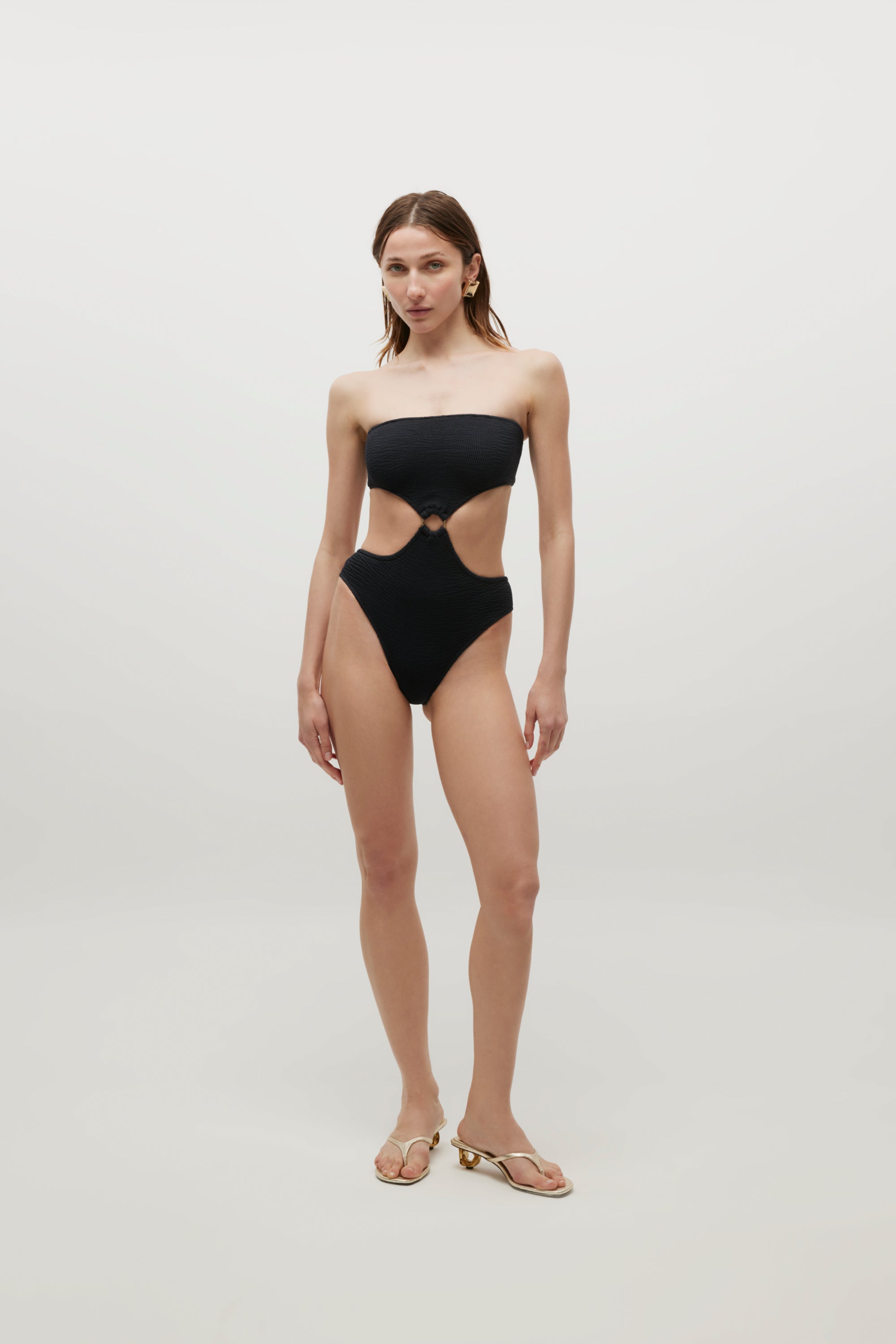 Eliza Black Crinkle Swimsuit