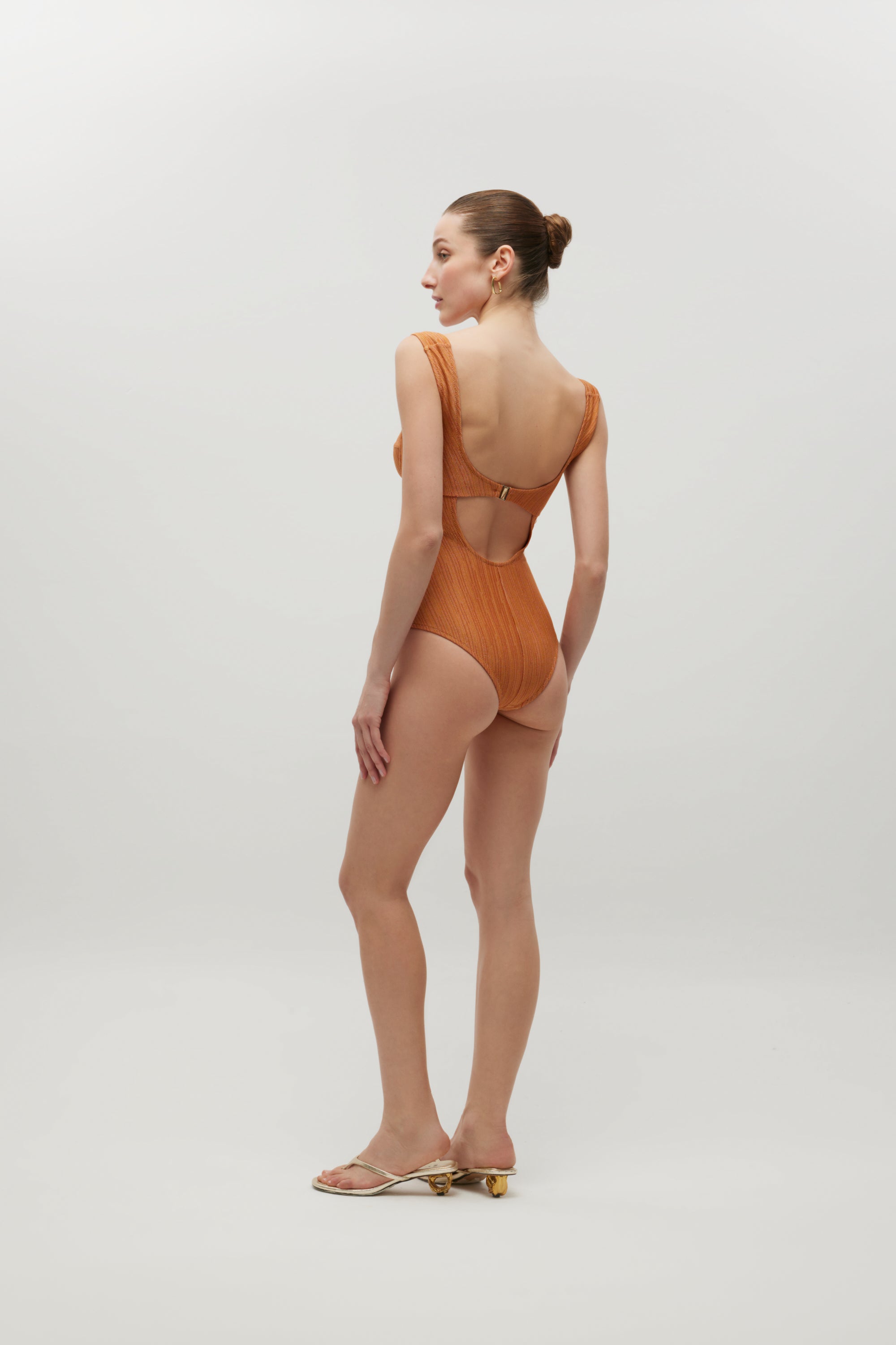 Ophelia Orange Textured Swimsuit