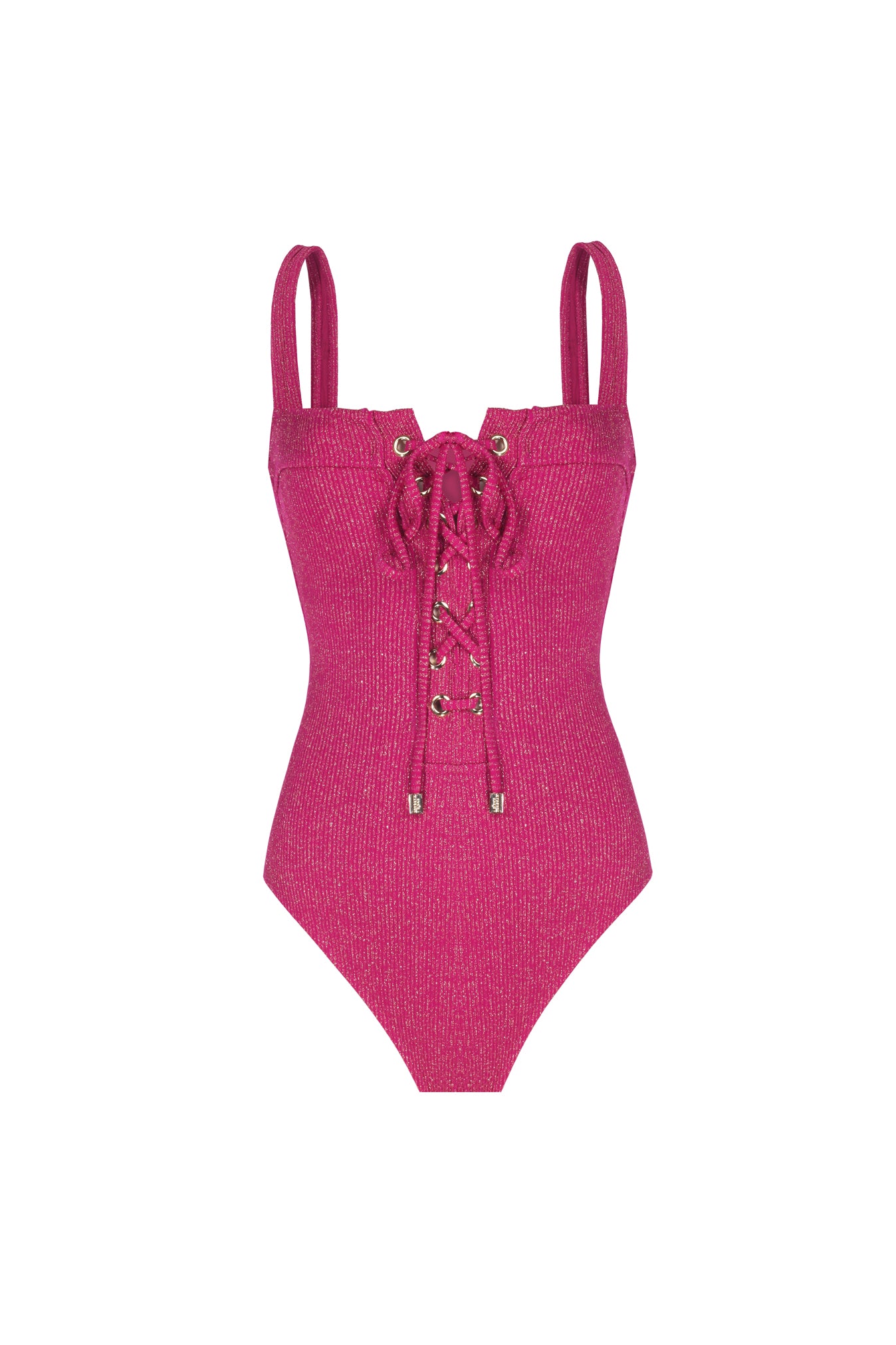 Lea Pink Shiny Rib Swimsuit