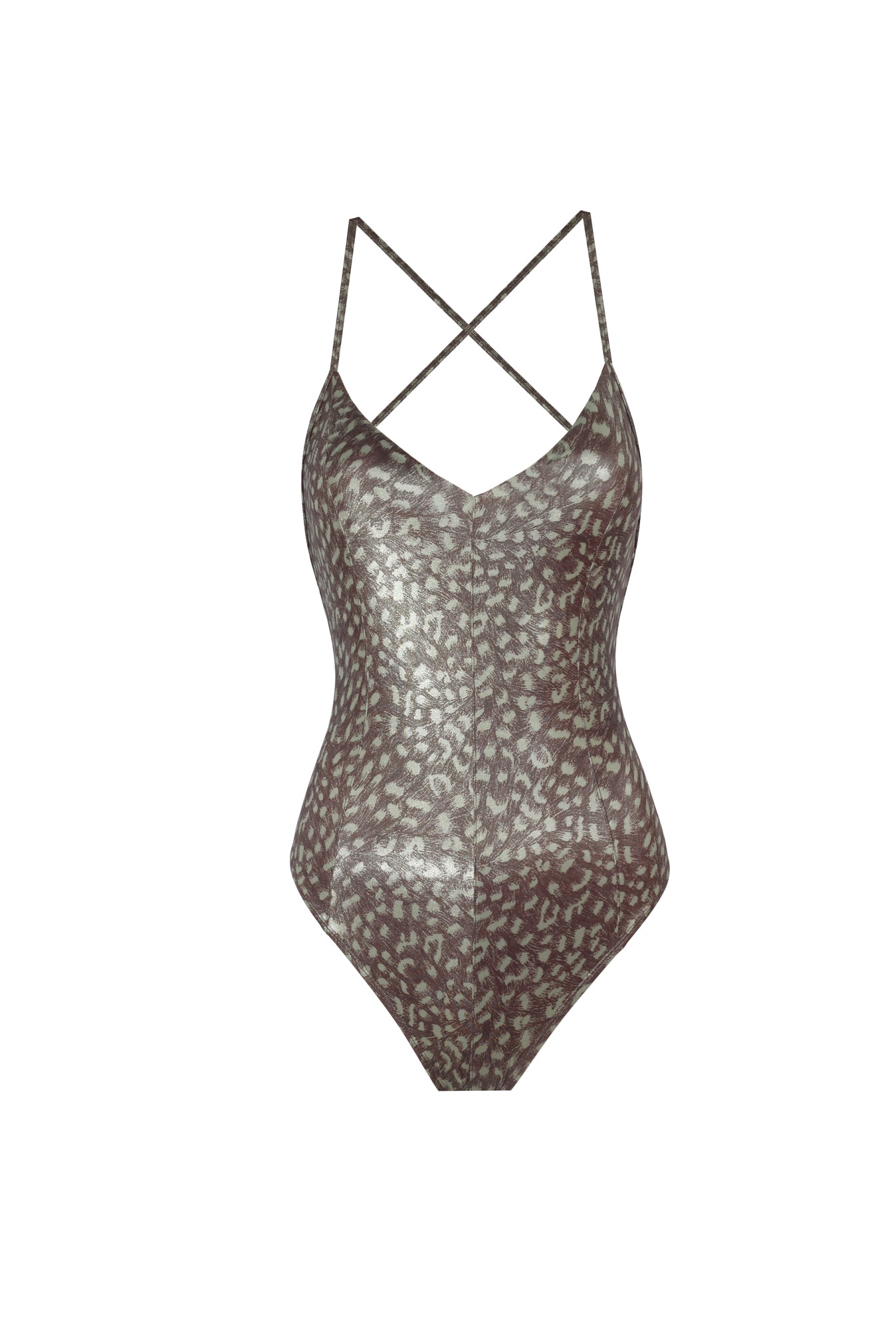 Alicia Green Leopard Print Shiny Swimsuit
